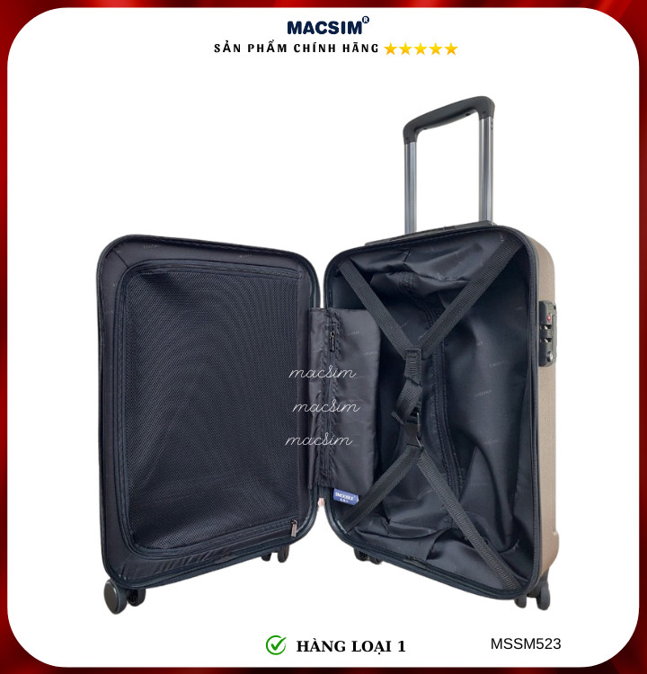 Vali cao cấp Macsim Smooire MSSM523 cỡ 20 inch màu gold, Balck, Red - Hàng loại 1