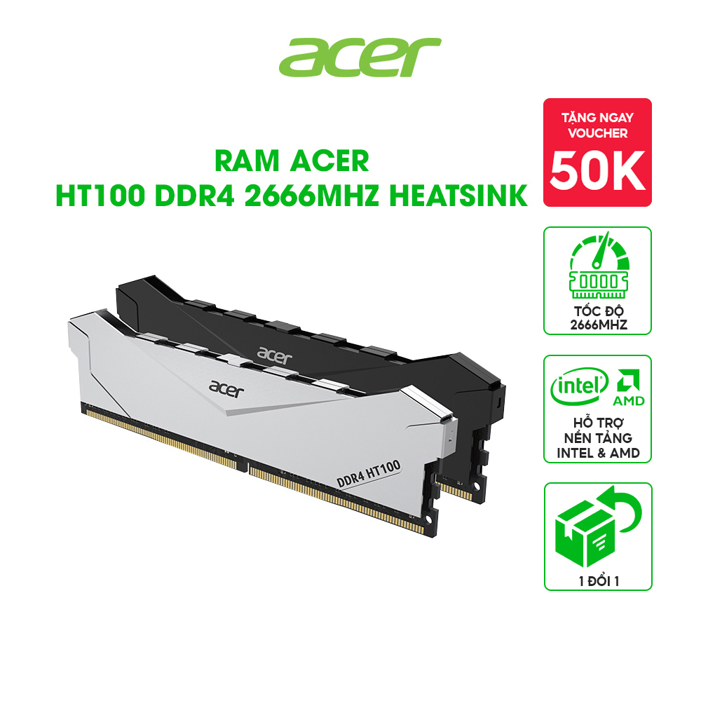 Bộ nhớ RAM tản nhiệt Acer HT100 DRAM Heatsink DDR4 U-DIMM - Hàng chính hãng