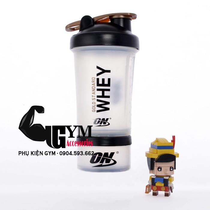 Bình nước thể thao bình tập gym Shake bottle ON 2 ngăn