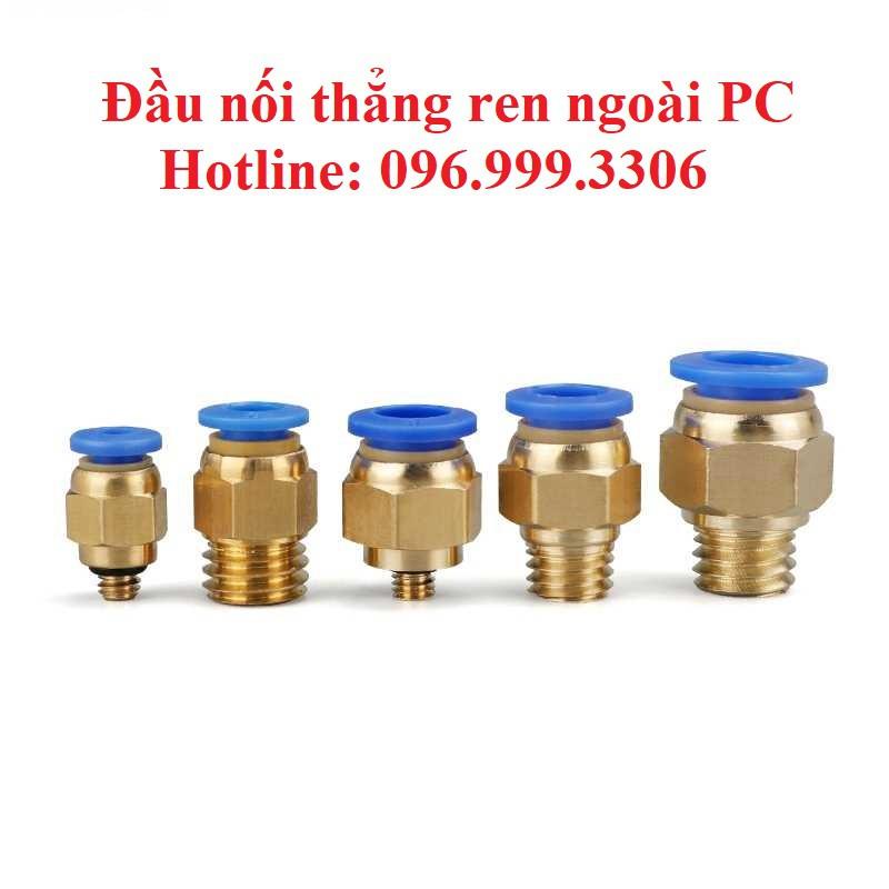 Đầu nối thẳng ren ngoài PC ống 10 đủ các loại ren PC10-01 PC10-02 PC10-03 PC10-04 khí nén phun sương