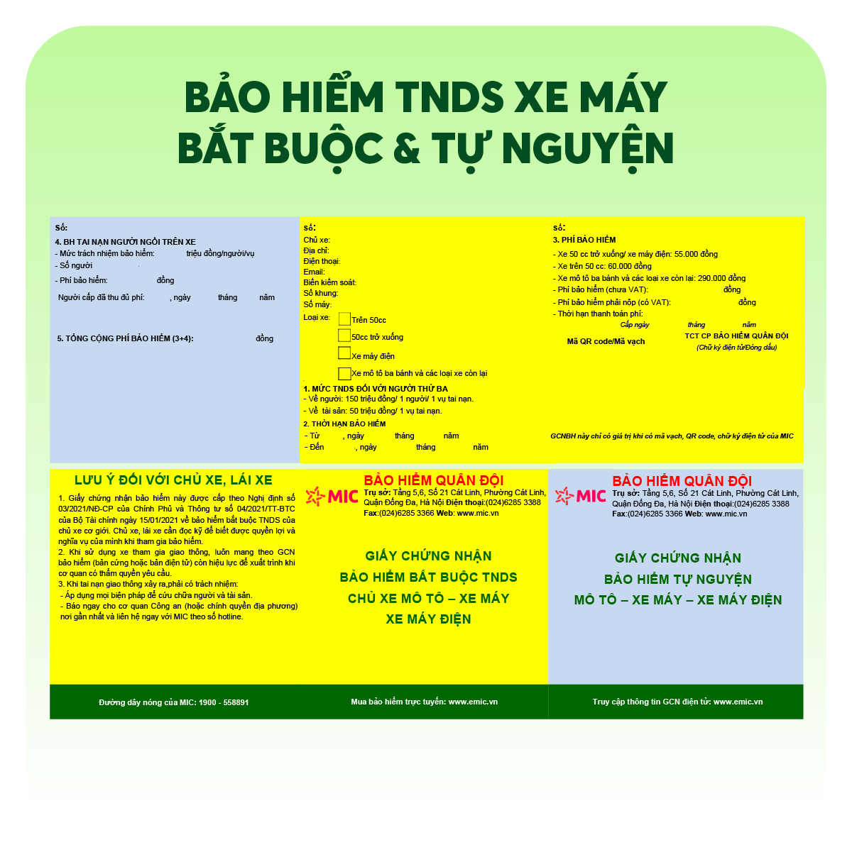 Bảo hiểm TNDS Xe máy (bắt buộc) kèm bảo hiểm tự nguyện, bồi thường lên đến 150 triệu