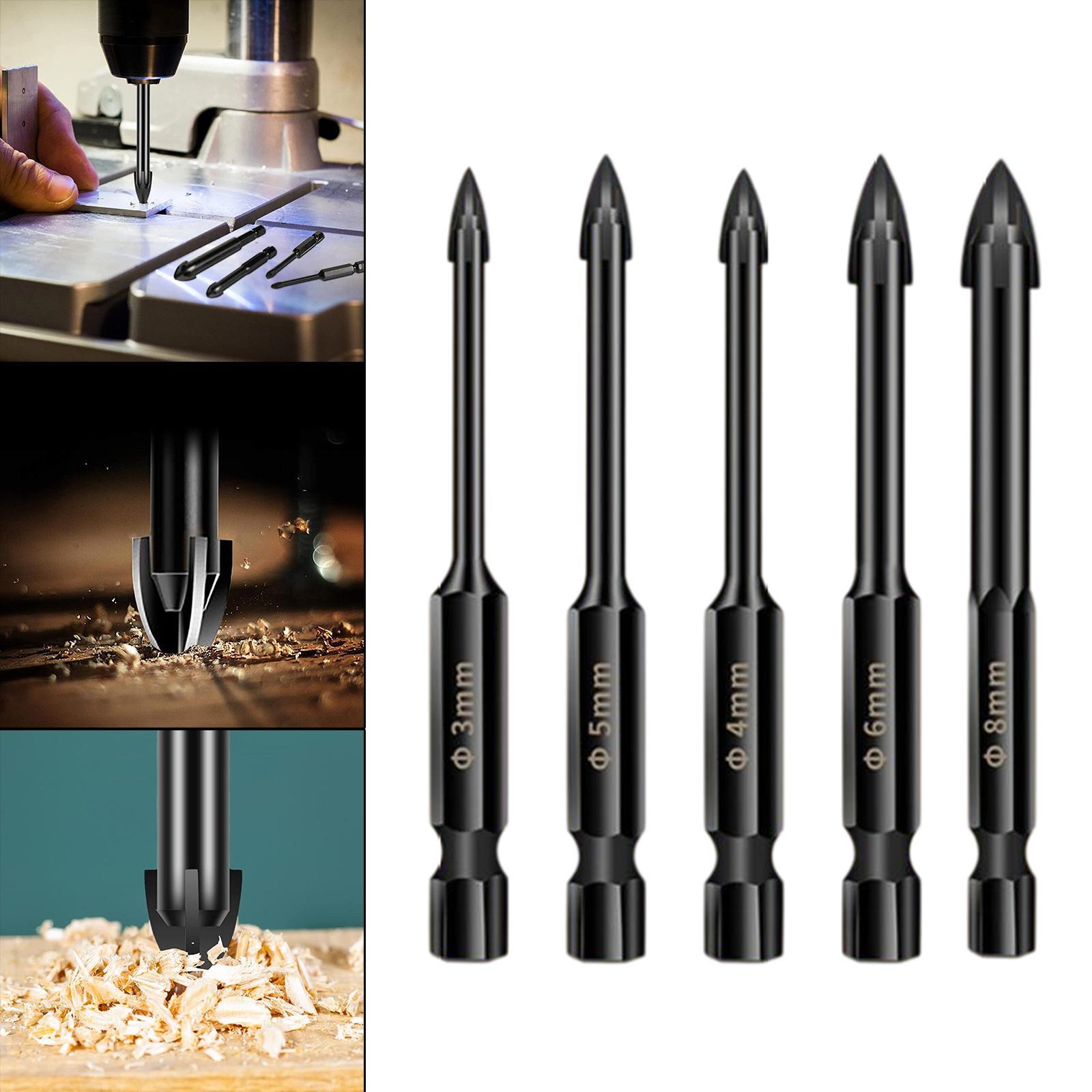 Cross Tile Drill Bit, Spear Head Woodworking Tool Masonry Drill Bits for Ceremaic