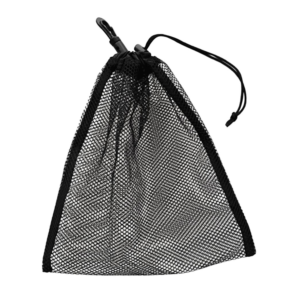 2xDurable Mesh Nets Bag Pouch Golf Tennis Ball Carrying Holder Storage Black