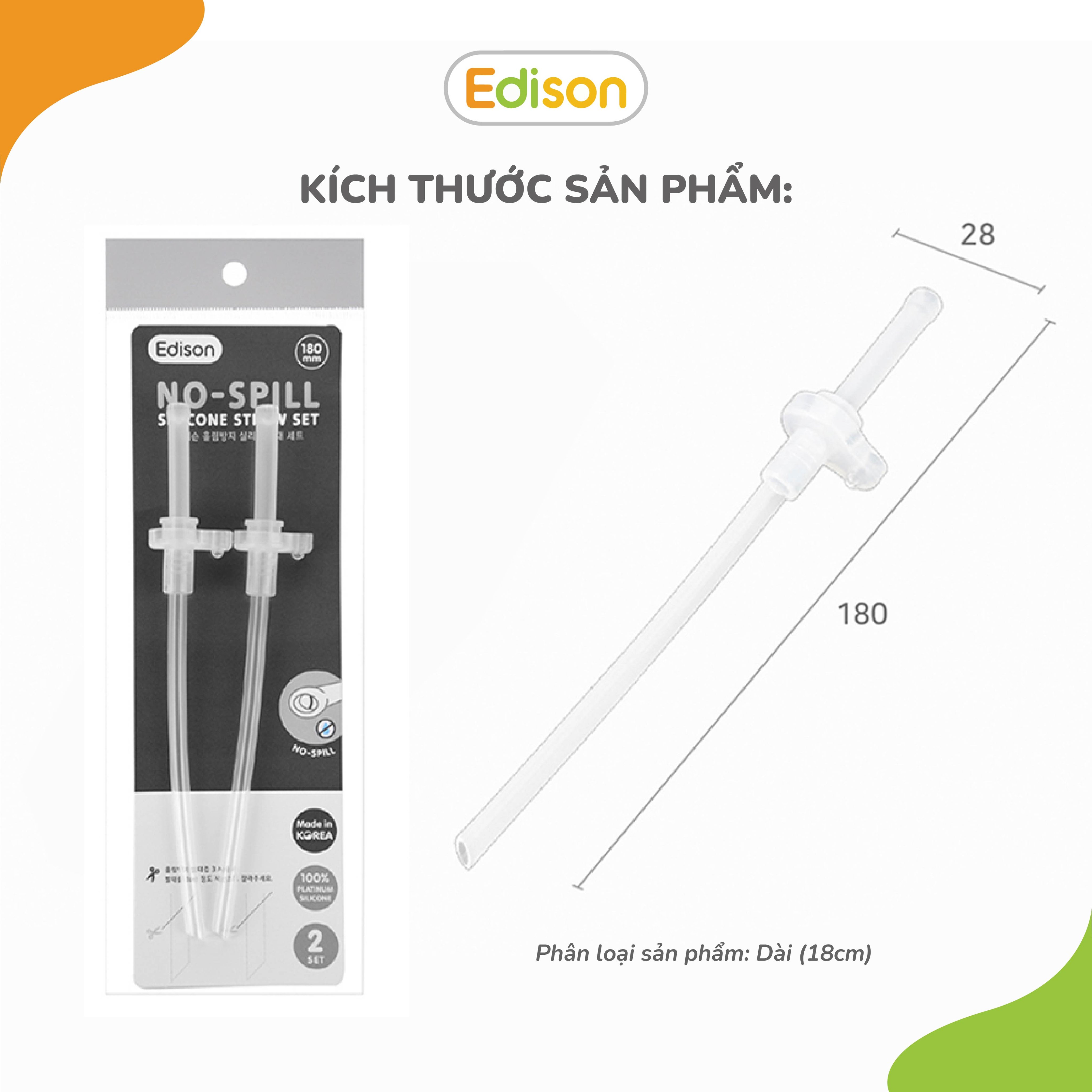 Set ống hút sữa silicon đa năng Edison chính hãng Hàn Quốc cho bé tập hút màu trắng mã 3024