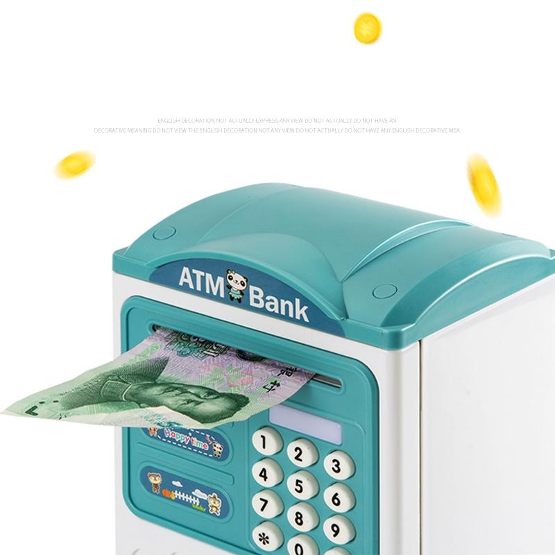 Két Sắt Đựng Tiền Cho Bé Đồ Chơi Thông Minh Mô Phỏng như trụ ATM rút tiền tự động bằng dấu vân tay