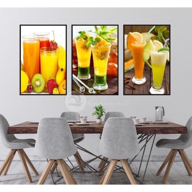 Tranh CANVAS bộ 3 tấm nước ép trái cây