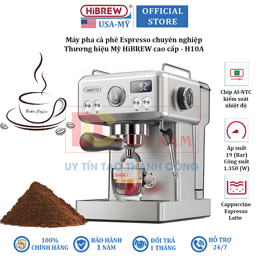 Máy pha cà phê Espresso CAO CẤP - thương hiệu Mỹ HiBREW HÀNG CHÍNH HÃNG GIÁ SỐC (H10A)