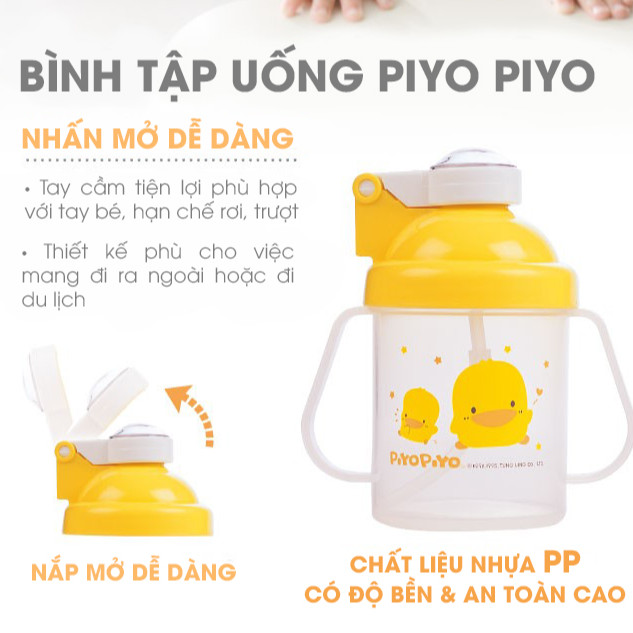 Bình tập uống cho bé (8M+) Piyo Piyo có hai tay cầm 250ml - PY830087