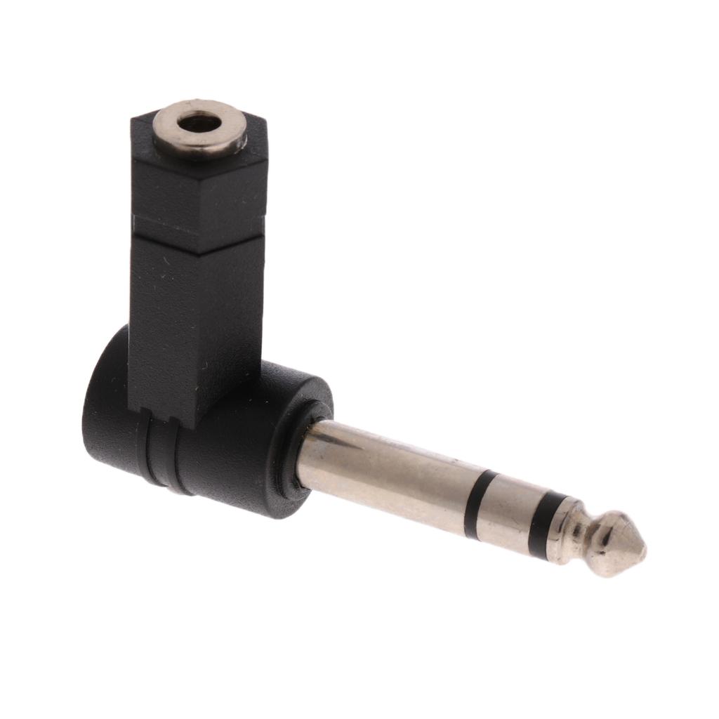 6.35mm Male Plug to 3.5mm Female Jack MIC Headset Audio Elbows Connector