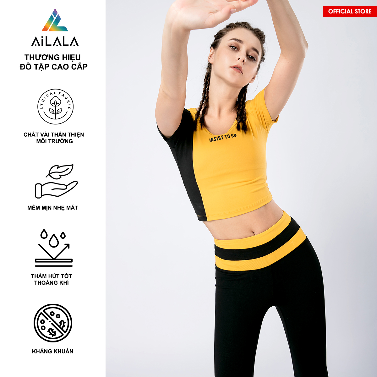 Bộ quần áo thể thao nữ AiLALA LUX45, Đồ tập Yoga Gym Pilates, chất vải Hi-tech cao cấp