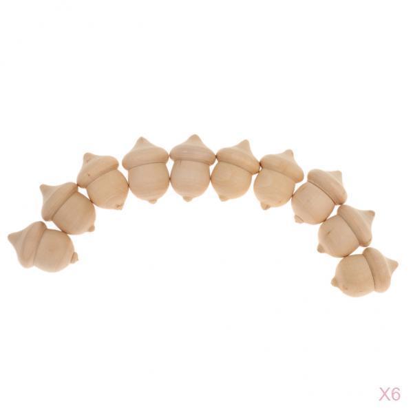60pcs Vintage Acorn Wood DIY Craft Wedding Party Decor Cake Topper