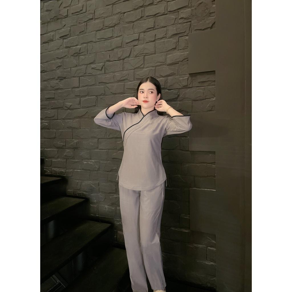 Đồ Lam Đi Chùa Nhật Viền Hàn Quốc
