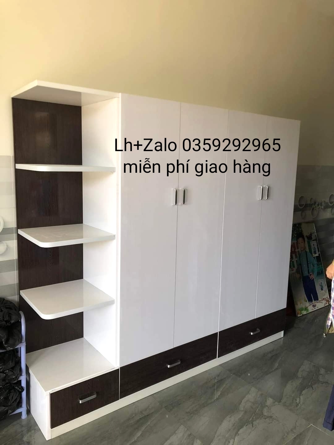 Tủ nhựa đài Loan 4 cánh 1 kệ