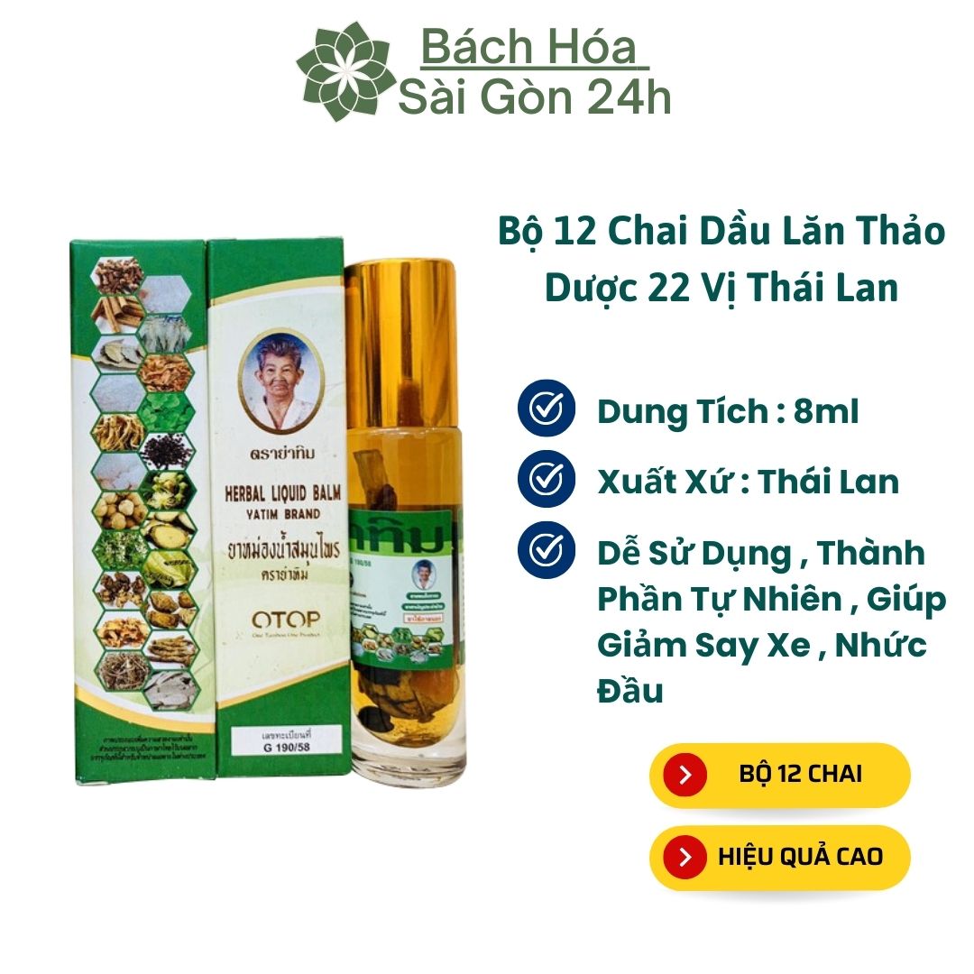 Lốc 12 Chai Dầu Thái Lan 22 Vị Thảo Dược