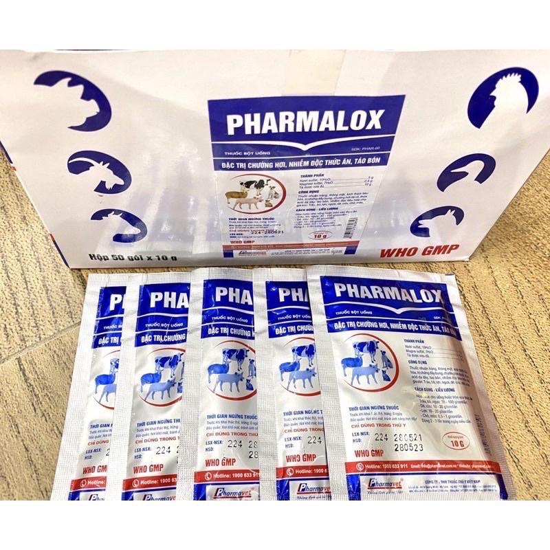 1 gói PHARMALOX 10g dùng cho chướng hơi, táo bón trên trâu bò lợn gà chó mèo