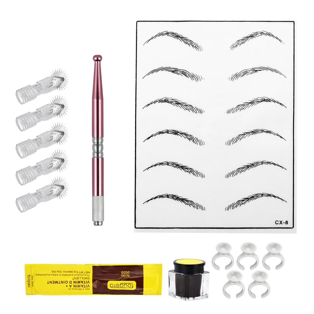 Pro Microblading  Training Kit Eyebrow Practice Exercise Tools Pink