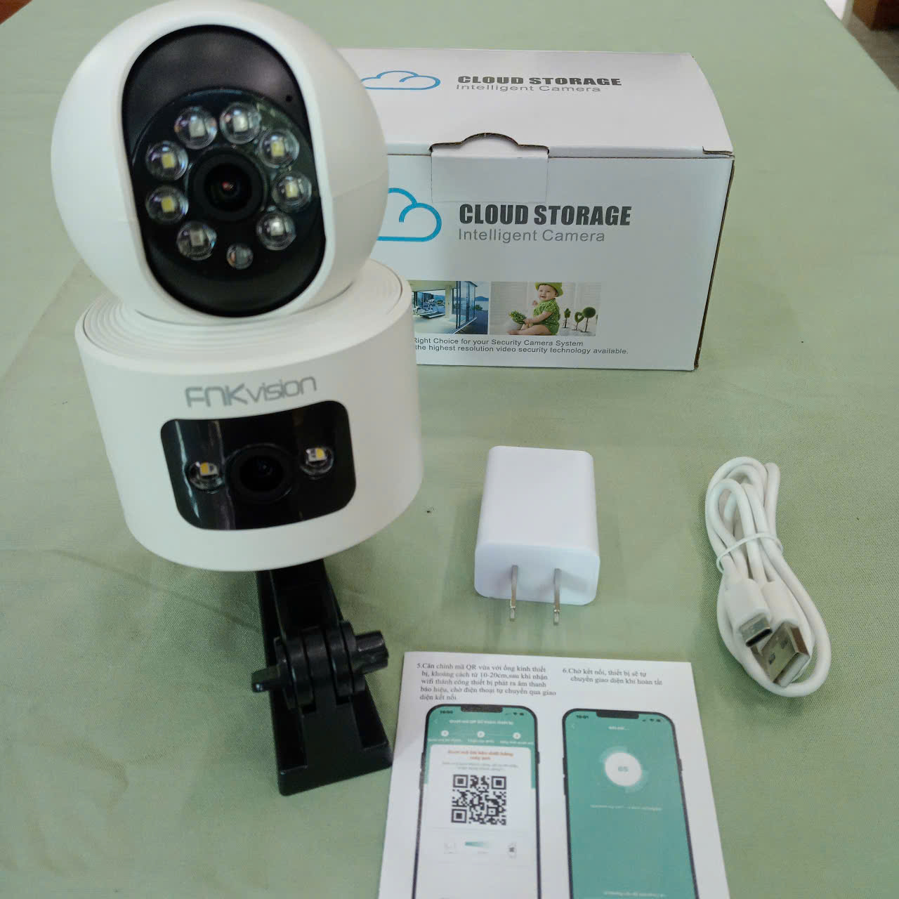 Camera Wifi 2 Mắt 8MpX Siêu Nét Xoay 360 Độ - Đàm Thoại &amp; Chống Trộm Hiệu Quả