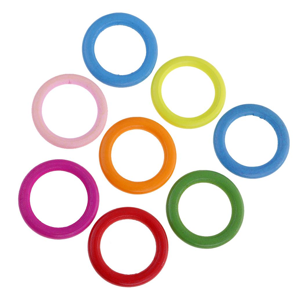 50pcs Colorful Wood Loop Rings for Pendant Connectors Jewelry Making Craft
