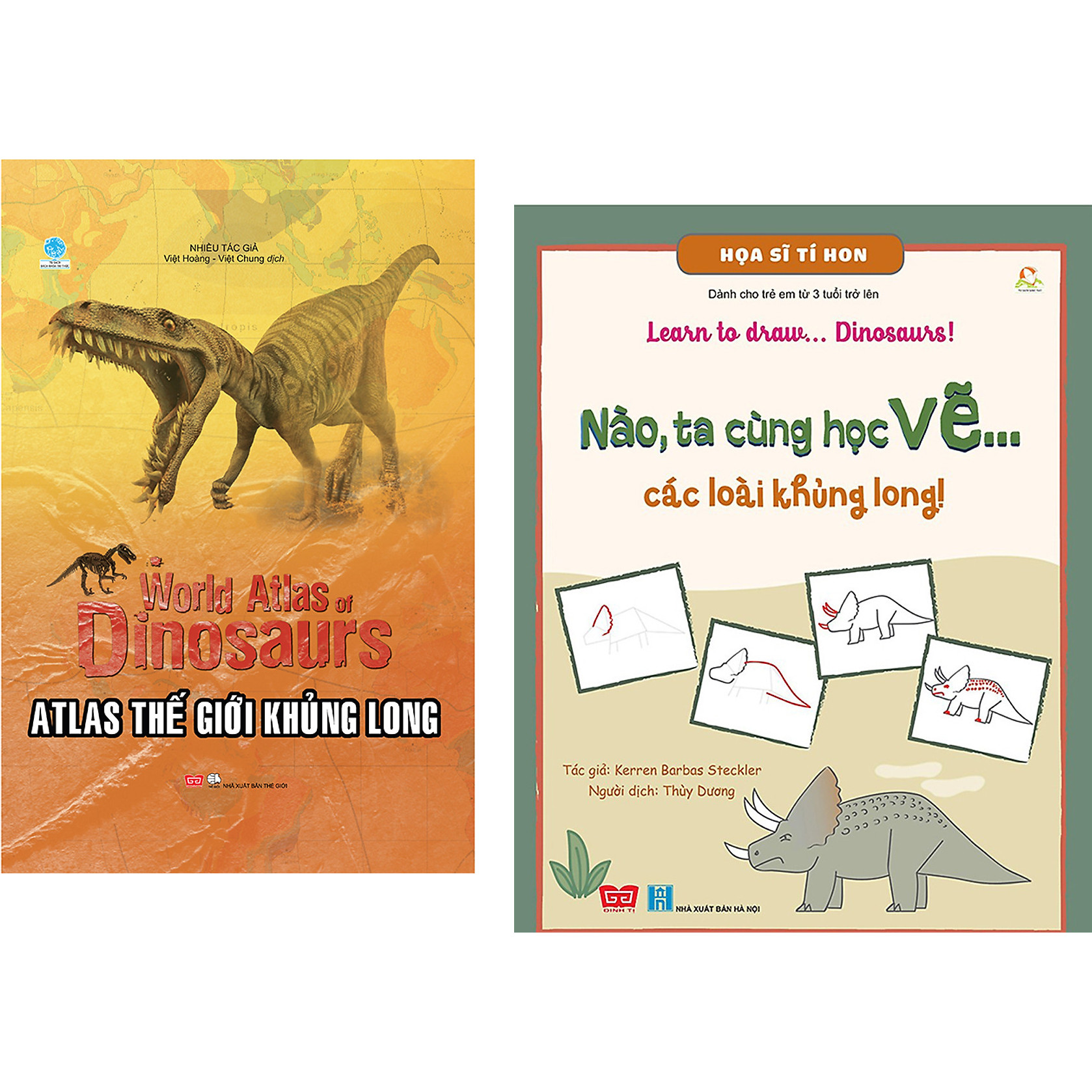 Combo Atlas Thế Giới Khủng Long + Họa Sĩ Tí Hon - Learn To Draw... Dinosaurs! - Nào, Ta Cùng Học Vẽ… Các Loài Khủng Long!