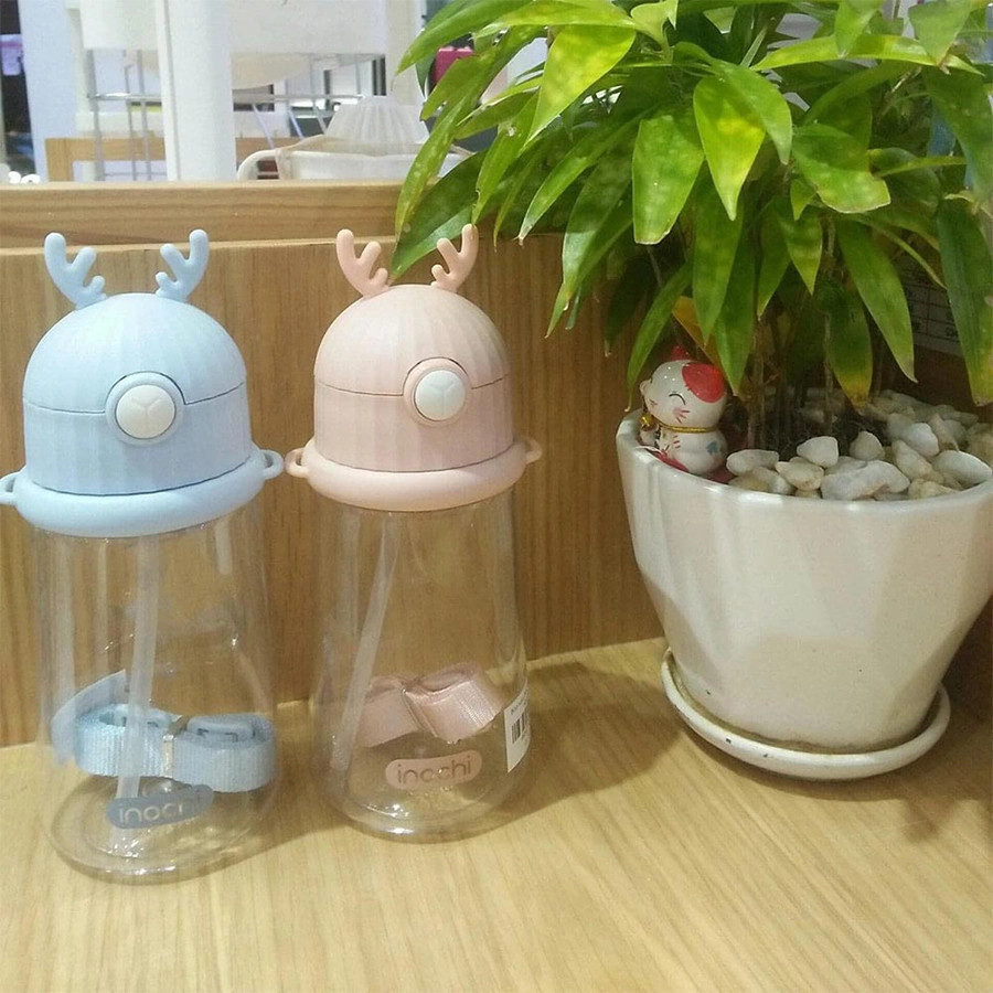 Bình nước trẻ em Goki Rudy 450ml nhựa Tritan an toàn có dây đeo ( Tặng kèm sticker) Hàng Chuẩn Nhật Bản - Chính hãng inochi