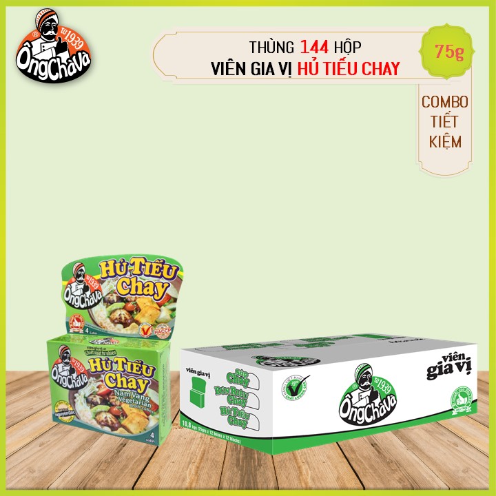 Thùng Viên Gia Vị HỦ TIẾU CHAY 75gram Ông Chà Và (12 lốc/144 hộp/thùng)