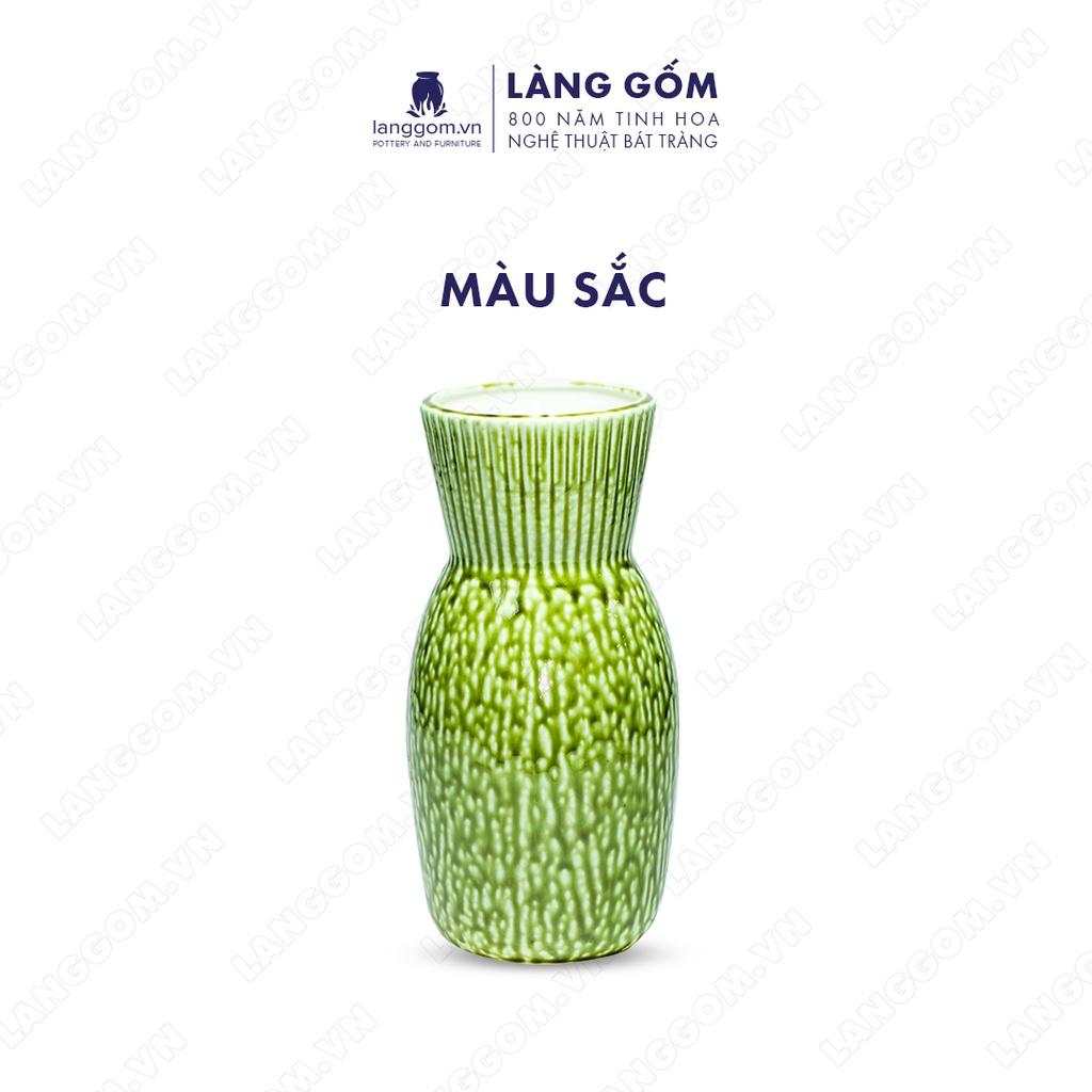 Bình hoa, lọ hoa Gốm sứ Bát Tràng cao cấp Men chảy dáng vò ốm dùng làm quà tặng, trang trí - Làng Gốm Bát Tràng