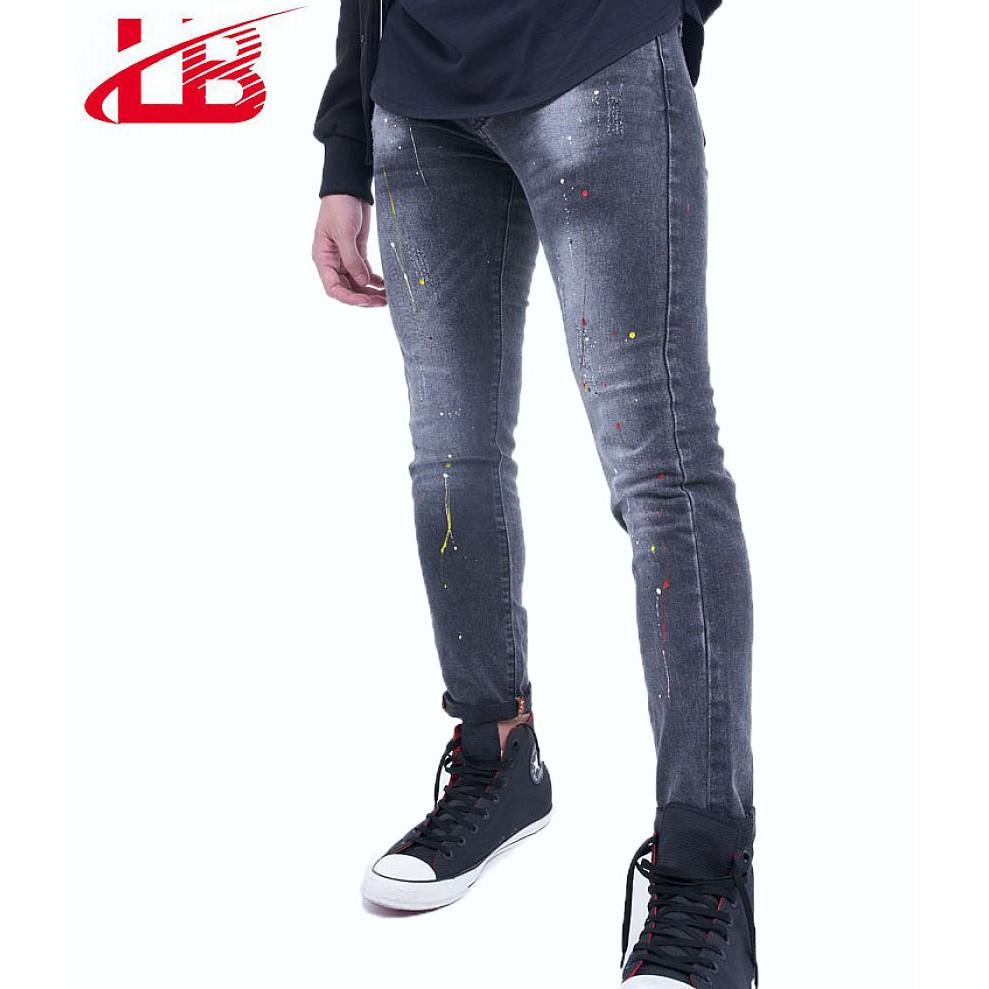 Quần jean nam LB, vải jean denim co giãn, màu xám trơn thời trang vải sơn, phom slim fit DNBT2830