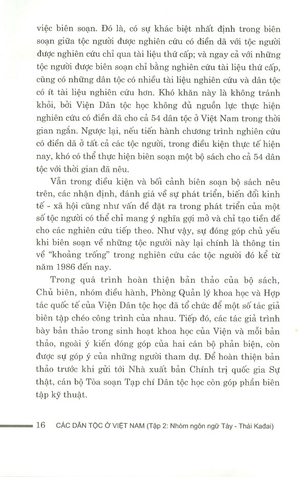 Các Dân Tộc Ở Việt Nam - Tập 2: Nhóm Ngôn Ngữ Tày - Thái KaĐai