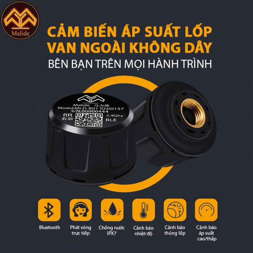 Cảm Biến Áp Suất Lốp Van Ngoài  + Màn Hình Hiển Thị Năng Lượng Mặt Trời Cảnh Báo Tiếng BIP Thông Minh