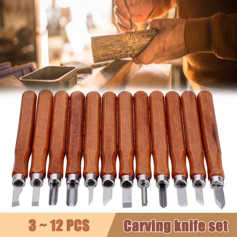 Wood Carving Chisels Knife 12pcs/set For Basic Wood Cut Professional DIY