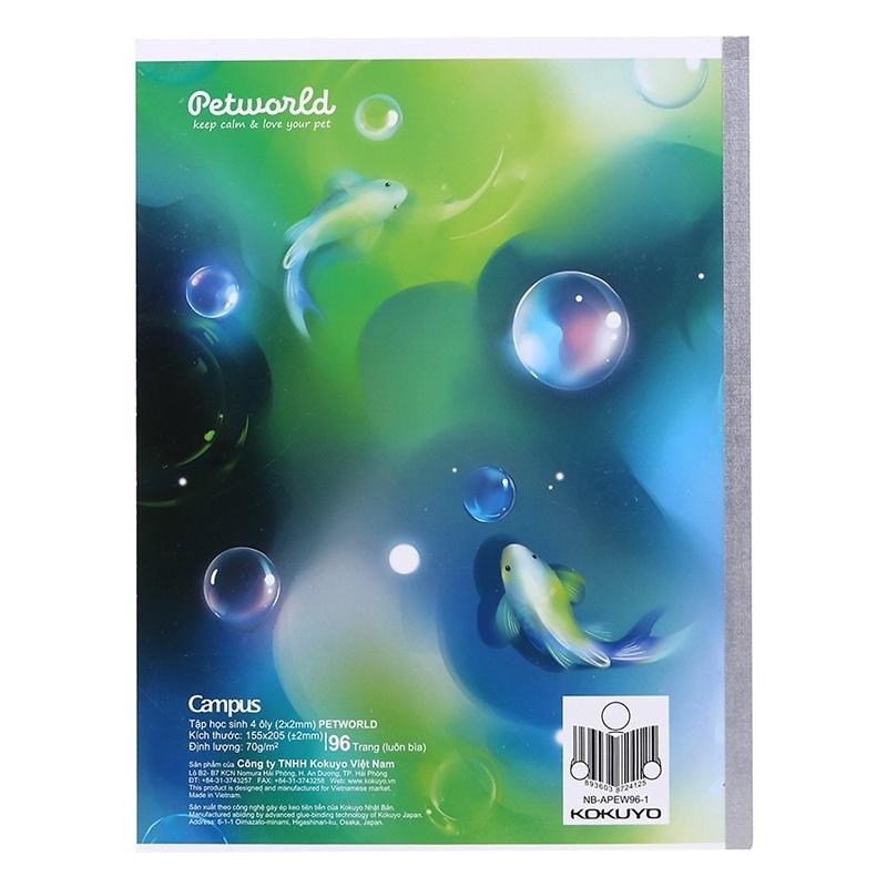 Vở Pet World - 4 Ô Ly 96 Trang ĐL 70g/m2 - Campus NB-APEW96