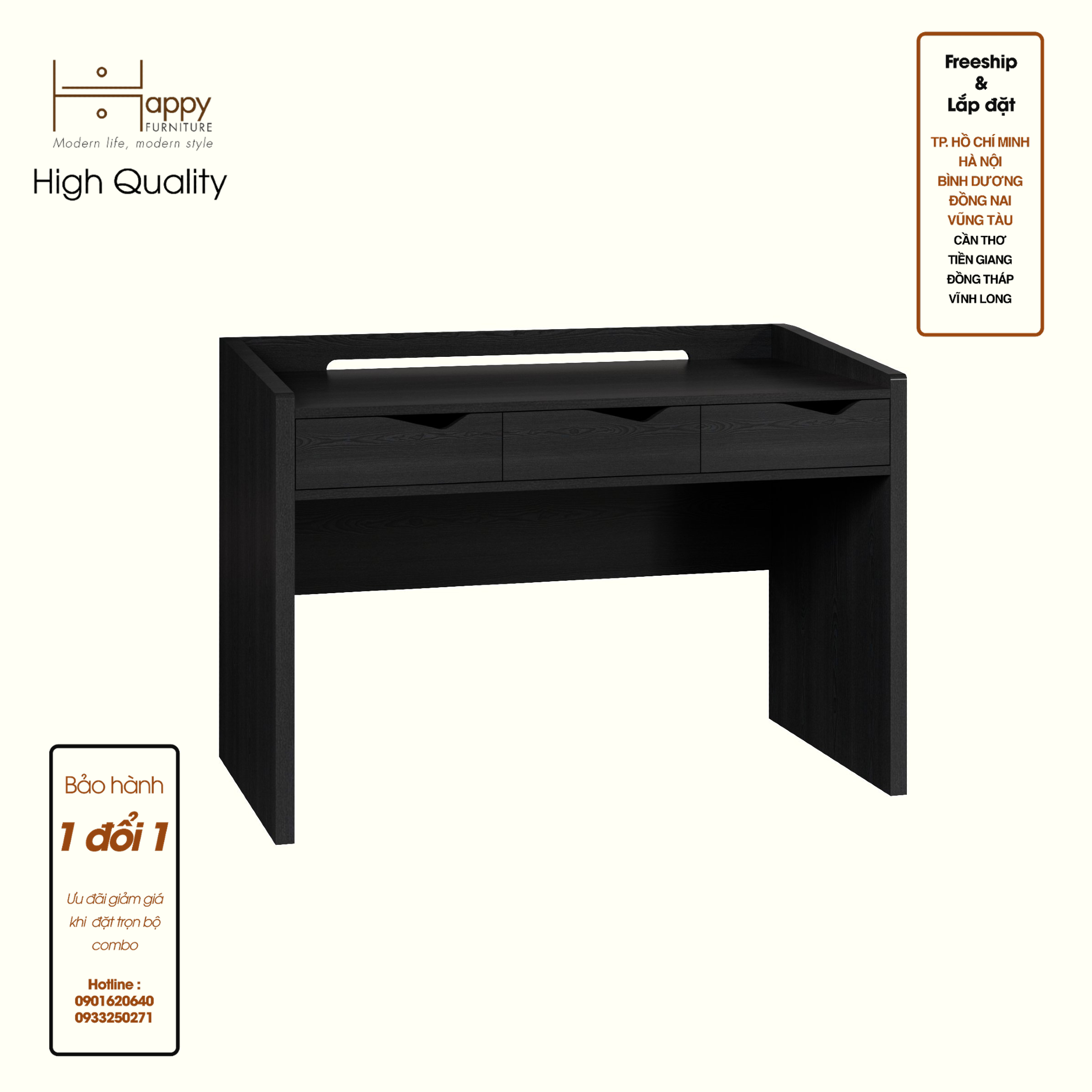 [Happy Home Furniture] WINNI, Bàn làm việc 3 ngăn kéo, 120cm x 59cm x 83cm ( DxRxC), BAN_078