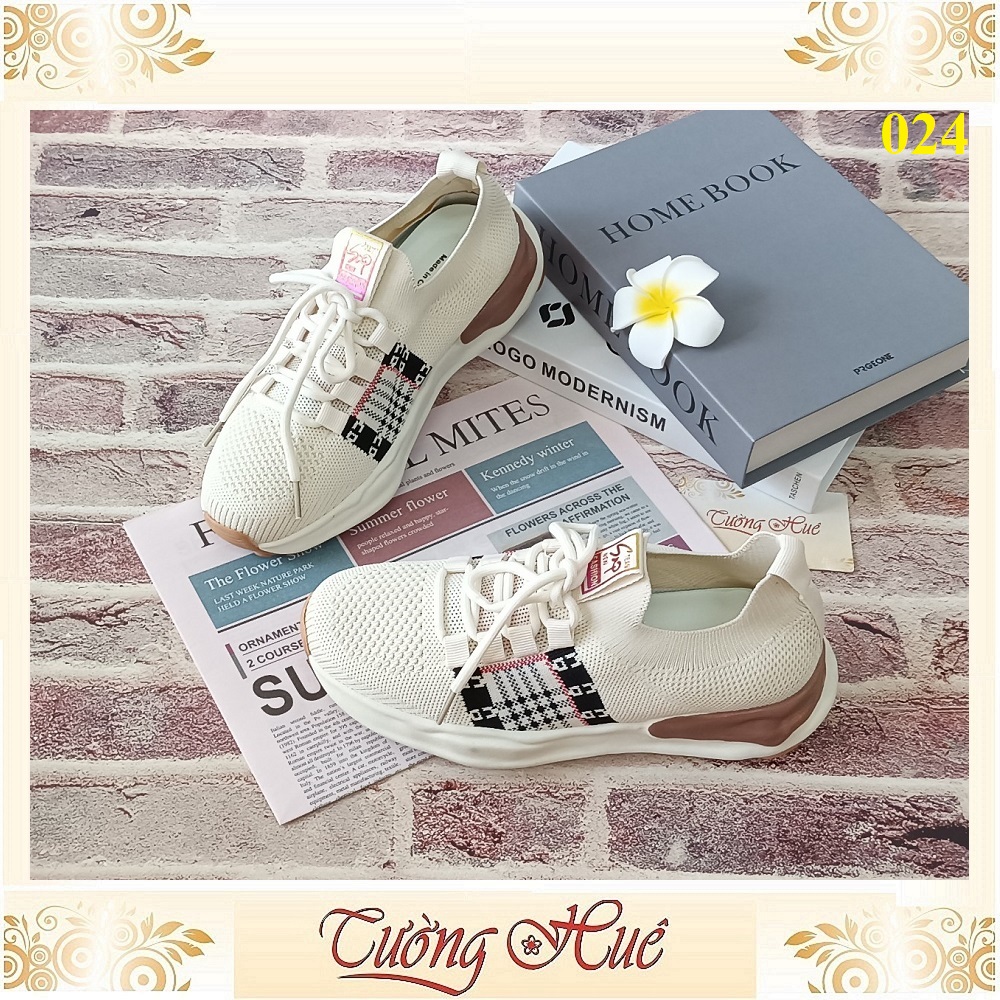 Giày Thể Thao Nữ Cổ Chun Vải Thoáng Khí Đế Cao 4CM - Hàng Quảng Châu - 024
