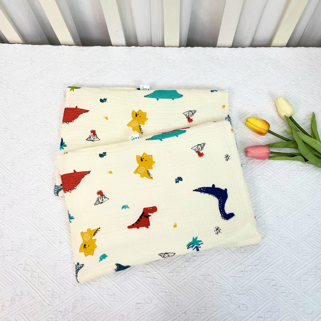 Gối Đầu Cho Bé Sơ Sinh BAFABY Vải Xô Muslin An Toàn Thấm Hút Tốt Họa Tiết Động Vật Đáng Yêu 348