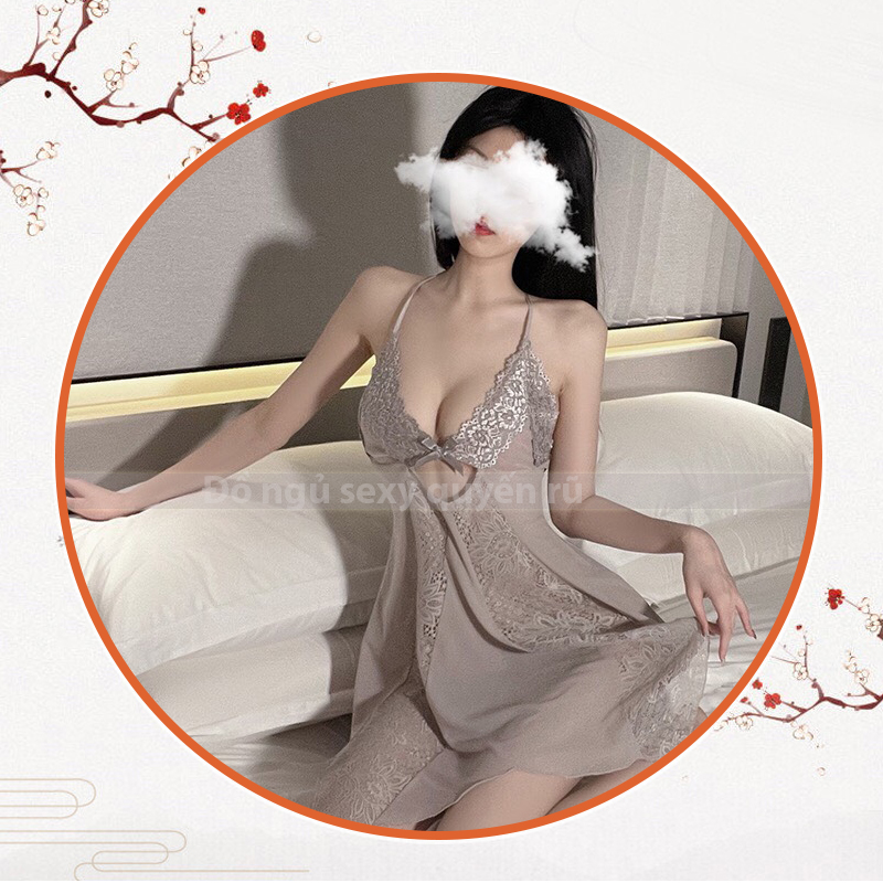 Đồ ngủ nữ chéo lưng sexy gợi cảm P27 - Váy ngủ nữ xuyên thấu 2 dây - Đầm ngủ nữ 2 dây chéo lưng quyến rũ