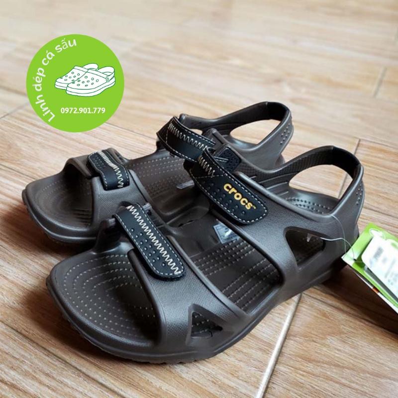 Sandal nhựa cross river màu nâu quai dán , đúc liền khối, mưa nước thoải mái