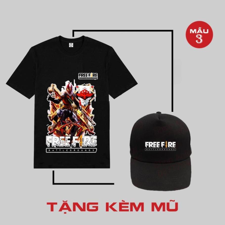 HÓT- BST Áo FREE FIRE mẫu HOT nhất️TẶNG KÈM MŨ FFÁo thun game in hình Free Fire cực chất / có size cho trẻ em