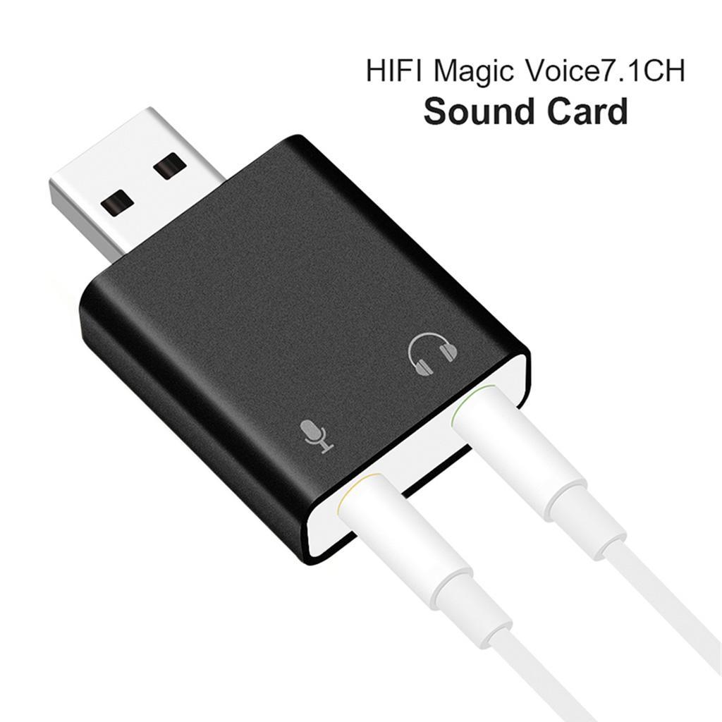 USB 2.0 External 7.1 Channel Surround Sound Card Adapter Black