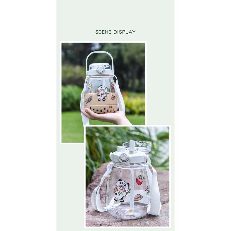 Bình đựng nước 1300ML- 2 đầu hút- Tặng kèm nhiều Sticker