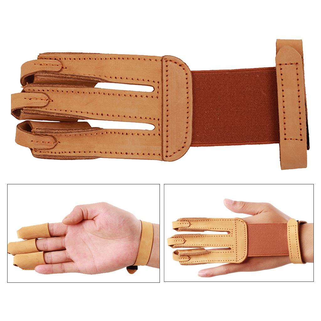 Outdoor Archery 3 Finger Glove Men Women Leather Hand Finger Guard Protector