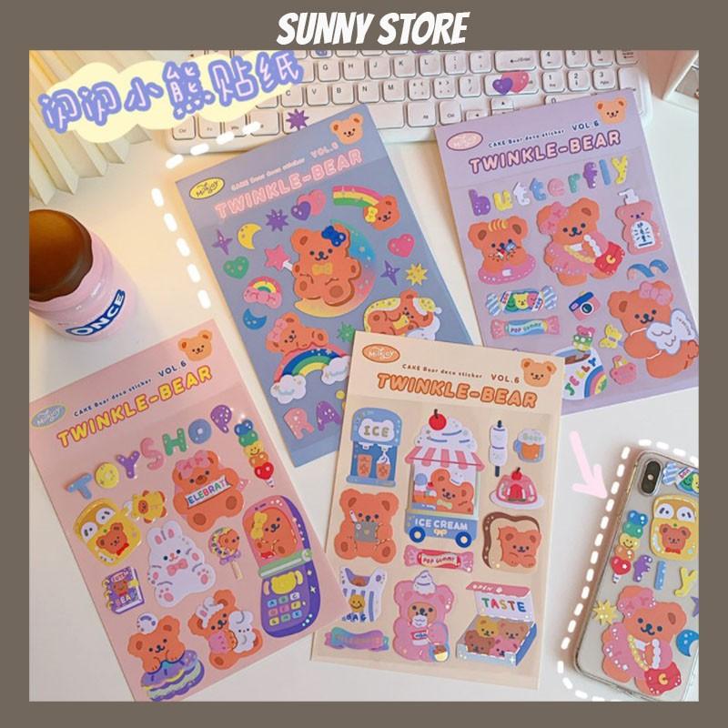 Sticker gấu dễ thương chống thấm nước, nhãn dán đẹp SUNNYSTORE