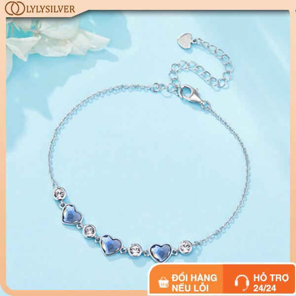 Lắc Tay Bạc Nữ Lylysilver Đính Đá Hình Trái Tim
