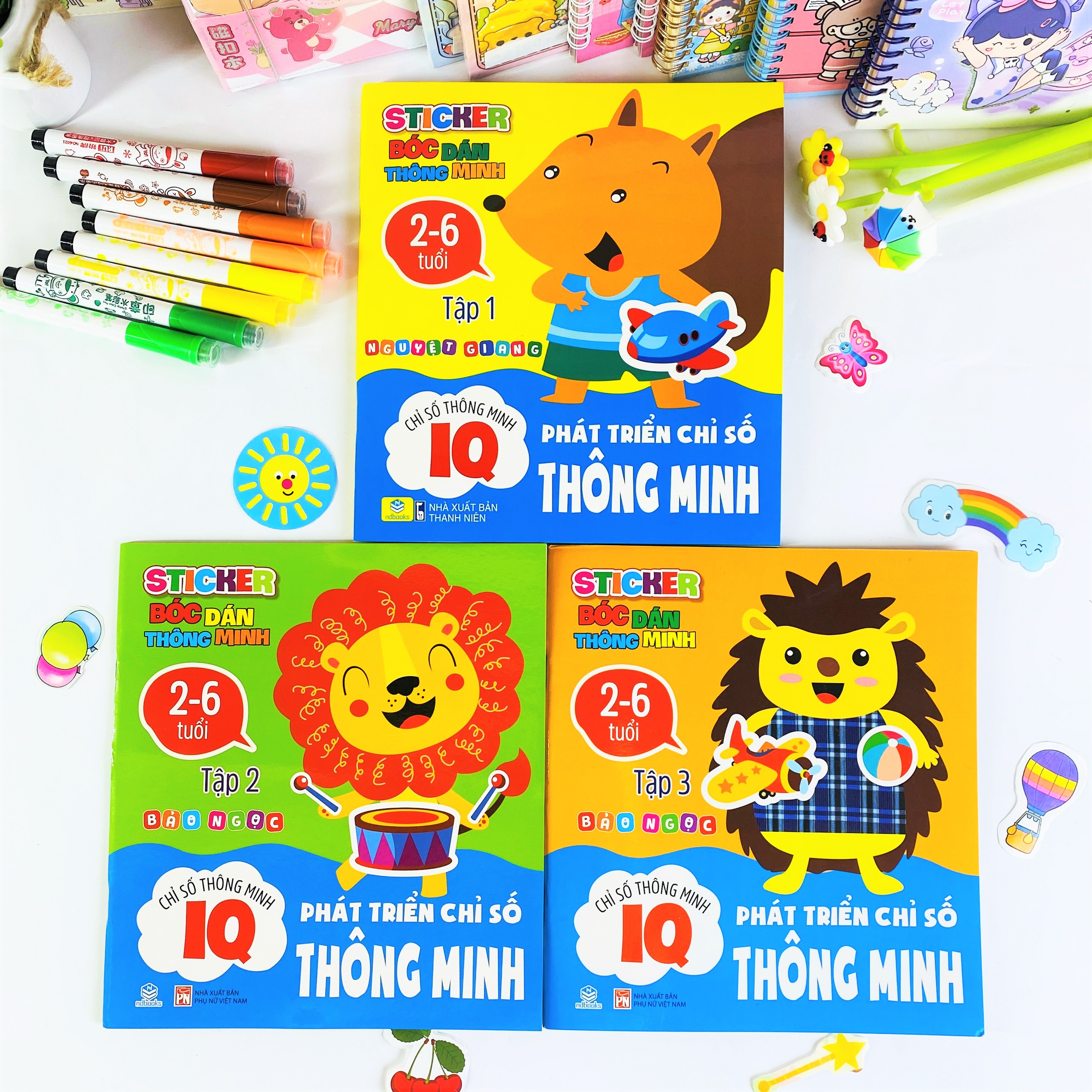 Combo 3 cuốn Sticker bóc dán thông minh IQ
