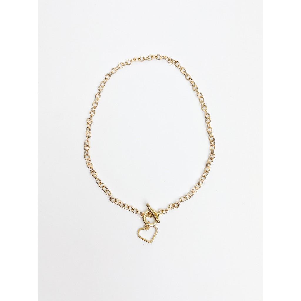 Vòng cổ Hàn quốc - Vòng cổ xích nhỏ trái tim rỗng phong cách vintage Âu Mỹ