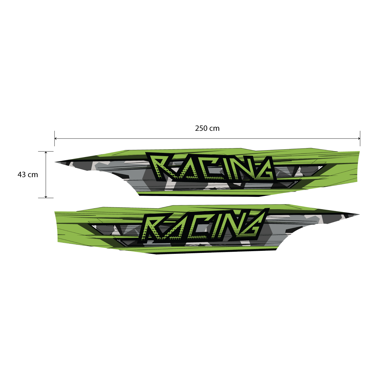 Decal xe 7 chỗ, tem dành cho xe Suzuki, tem chữ racing đẹp WRAP 60, KT 250x43cm