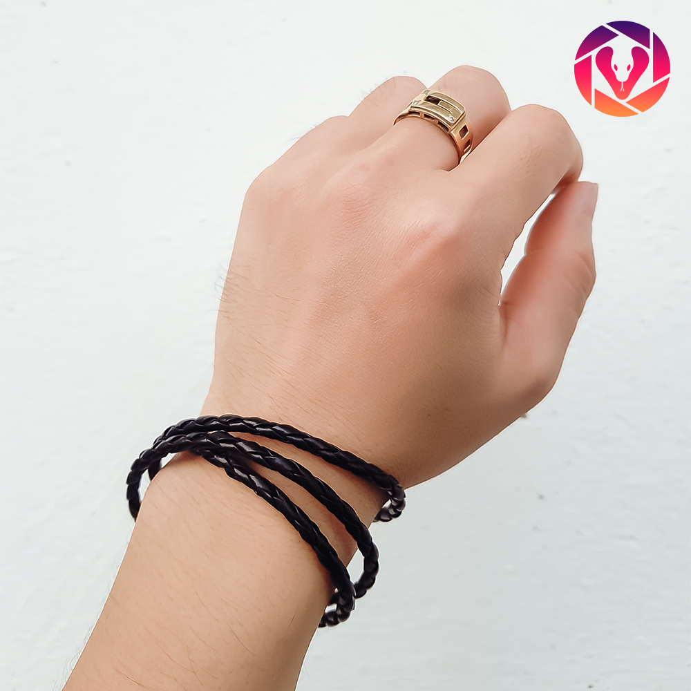 Vòng tay dây da bện, thời trang unisex, cá tính, phong cách Hàn Quốc