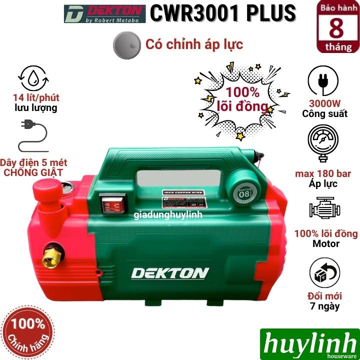 Máy xịt rửa xe chỉnh áp Dekton DK-CWR3001 PLUS - 3000W - Áp lực 180 bar - Motor cảm ứng từ lõi đồng - Hàng chính hãng
