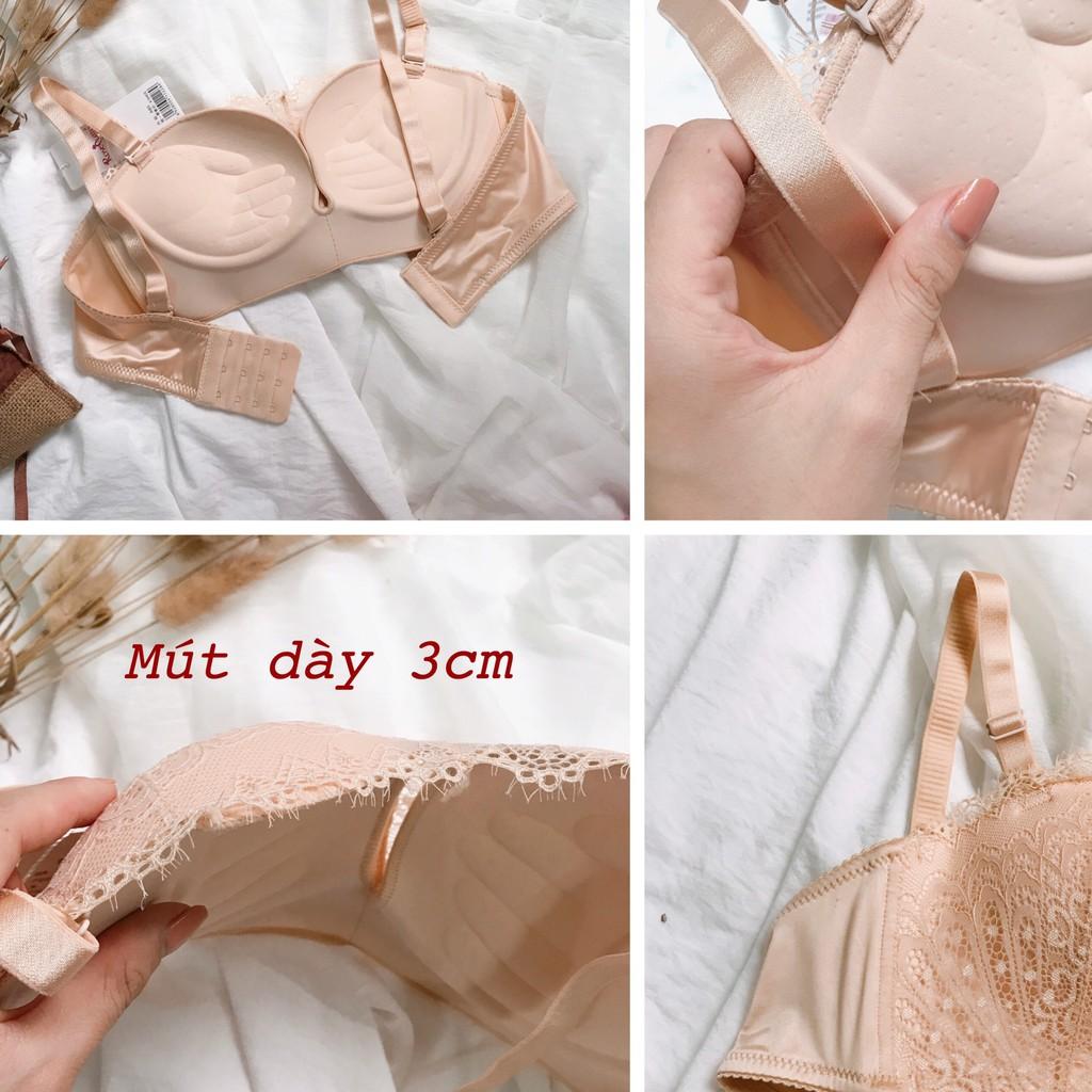 Áo lót cúp ngực, áo ngực mặc áo trễ vai đúc su phối ren bàn tay chống lộ viền áo nâng ngực AR161