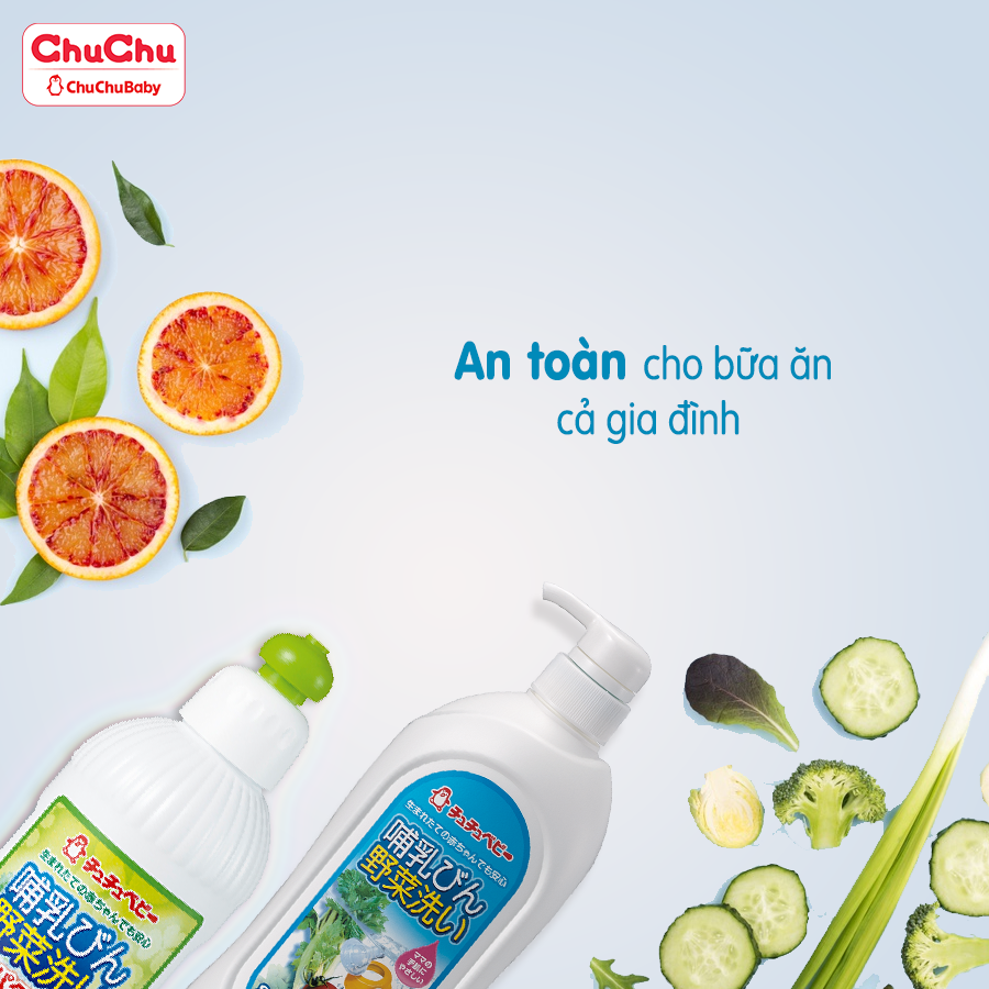 Combo nước rửa bình sữa và rau củ quả Chuchu Baby : chai 820ml + túi 720ml