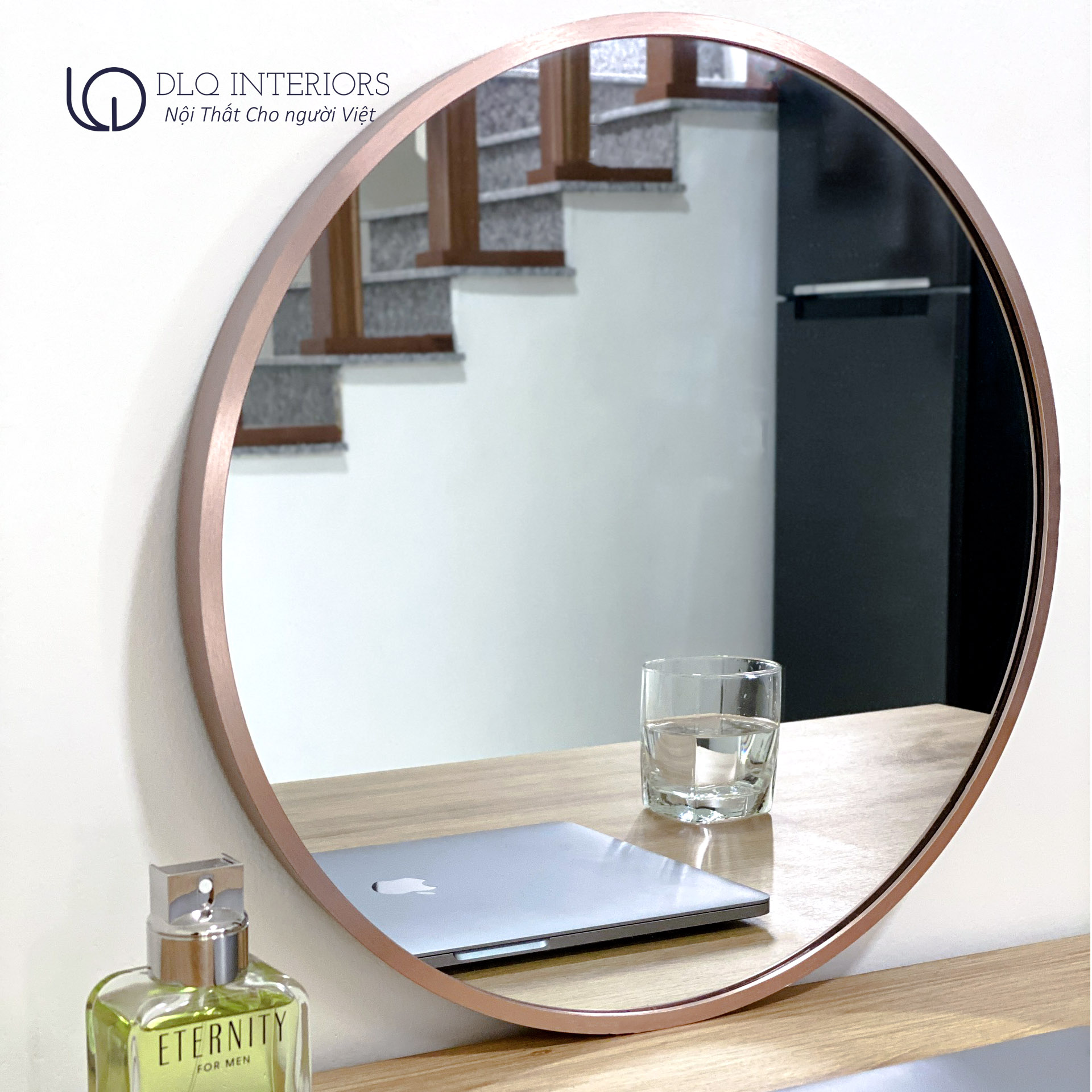 Gương Tròn Viền Trắng Treo Tường DLQ MIRROR Chất Liệu Nhôm Sơn Tĩnh Điện Cao Cấp